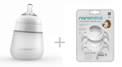 Silikonová dětská láhev Flexy 270ml 1ks + Sady madel na láhve Flexy – 2ks