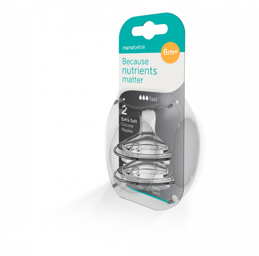 Dudlíky na kojenecké lahve, 5 průtoků, 2ks v balení - Průtok: pomalý průtok