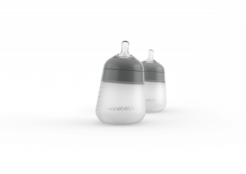 Silikonová dětská láhev Flexy 270ml 2ks - Barva: Šedá