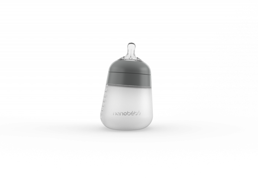 Silikonová dětská láhev Flexy 270ml 1ks - Barva: Šedá