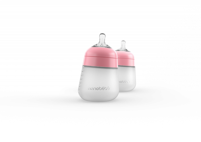 Silikonová dětská láhev Flexy 270ml 2ks - Barva: Růžová